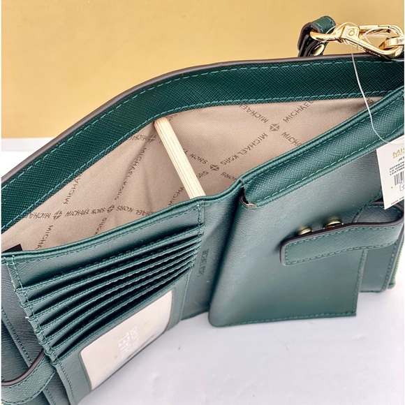 Michael Kors DoubleZip Wallet Wristlet Phone Case Racing Green - Picture 6 of 15